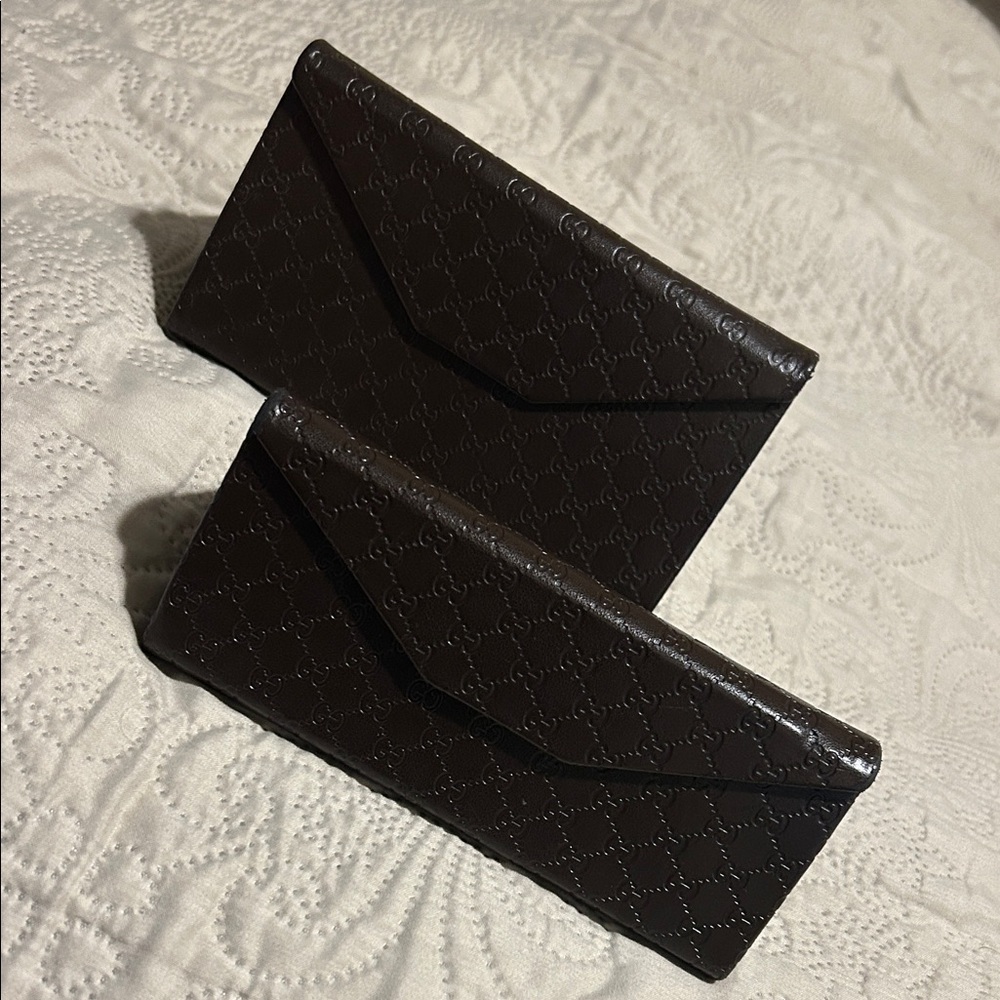 Gucci Dark Brown Embossed Sunglass Cases